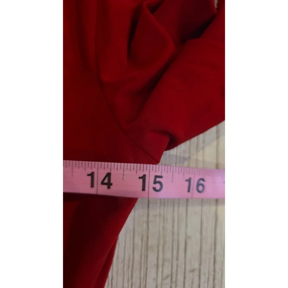 Lauren Ralph Lauren Red Ruched V-Neck Sheath Dress Womens Size 2 3/4 Sleeve - Picture 9 of 9